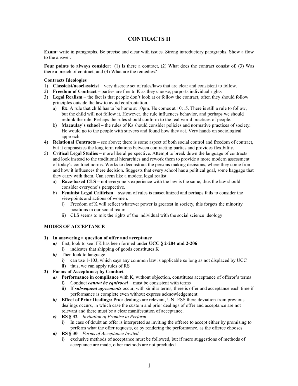 Contracts Ii Notes