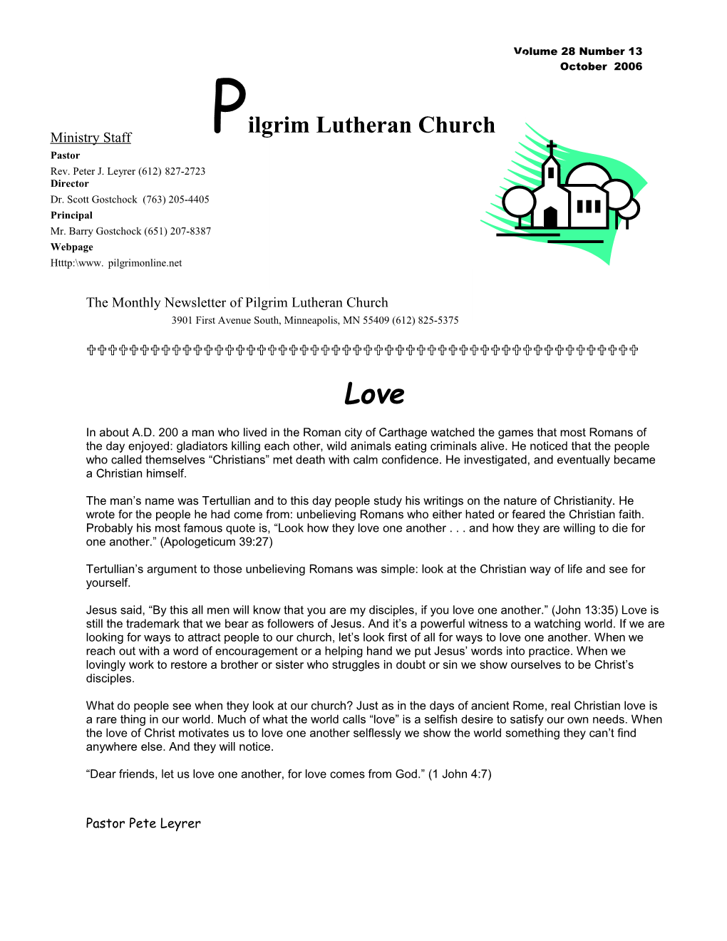 The Monthly Newsletter of Pilgrimlutheranchurch