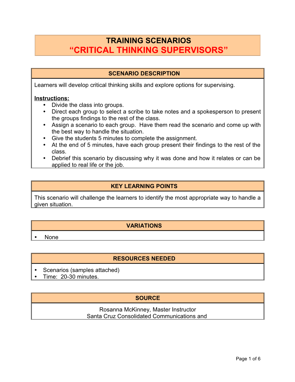Critical Thinking Supervisors