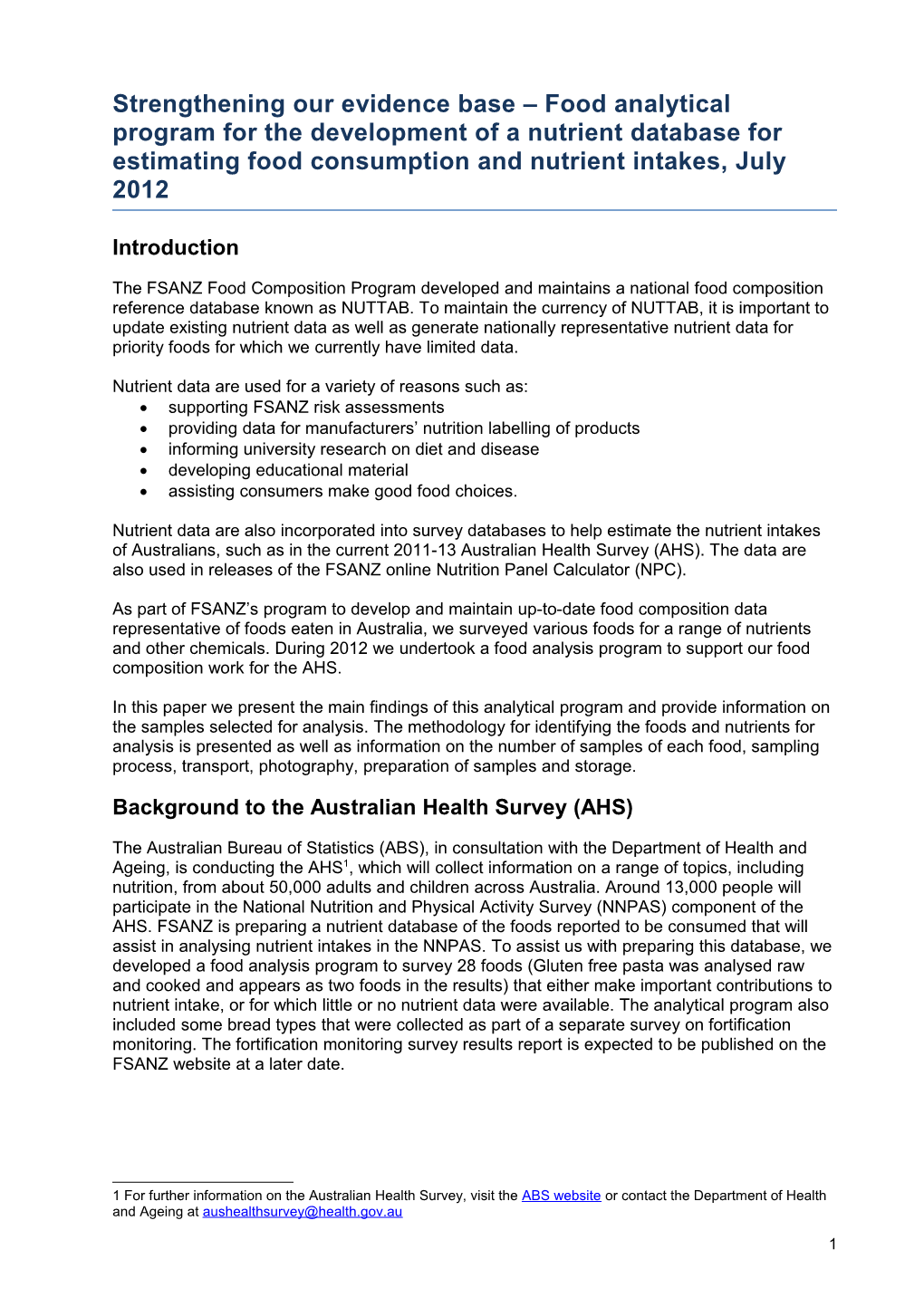 Nutrient Data Areused for a Variety of Reasons Such As