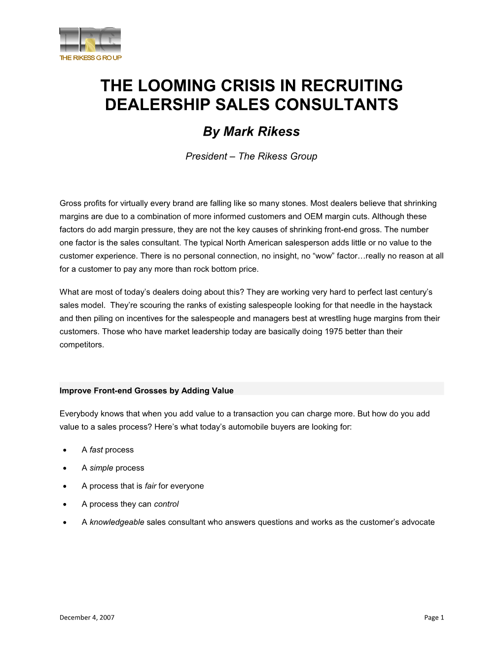 The Looming Auto Sales Consultant Recruiting Crisis