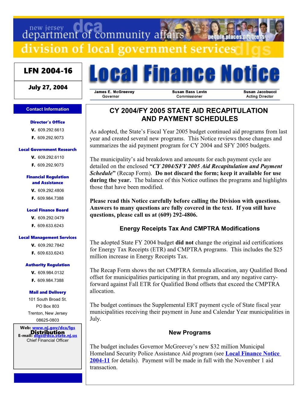 Local Finance Notice 2004-16July 27, 2004Page 1