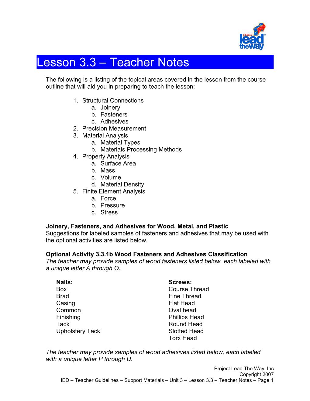Lesson 3.3: Teacher Notes