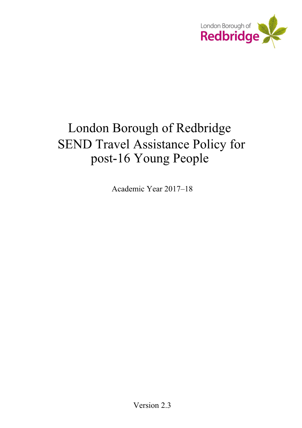 FINAL Home to School Transport Policy for London Borough of Redbridge 2011