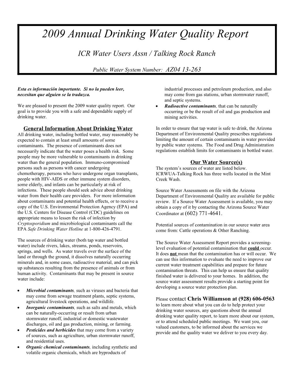 2006 Annual Drinking Water Quality Report For