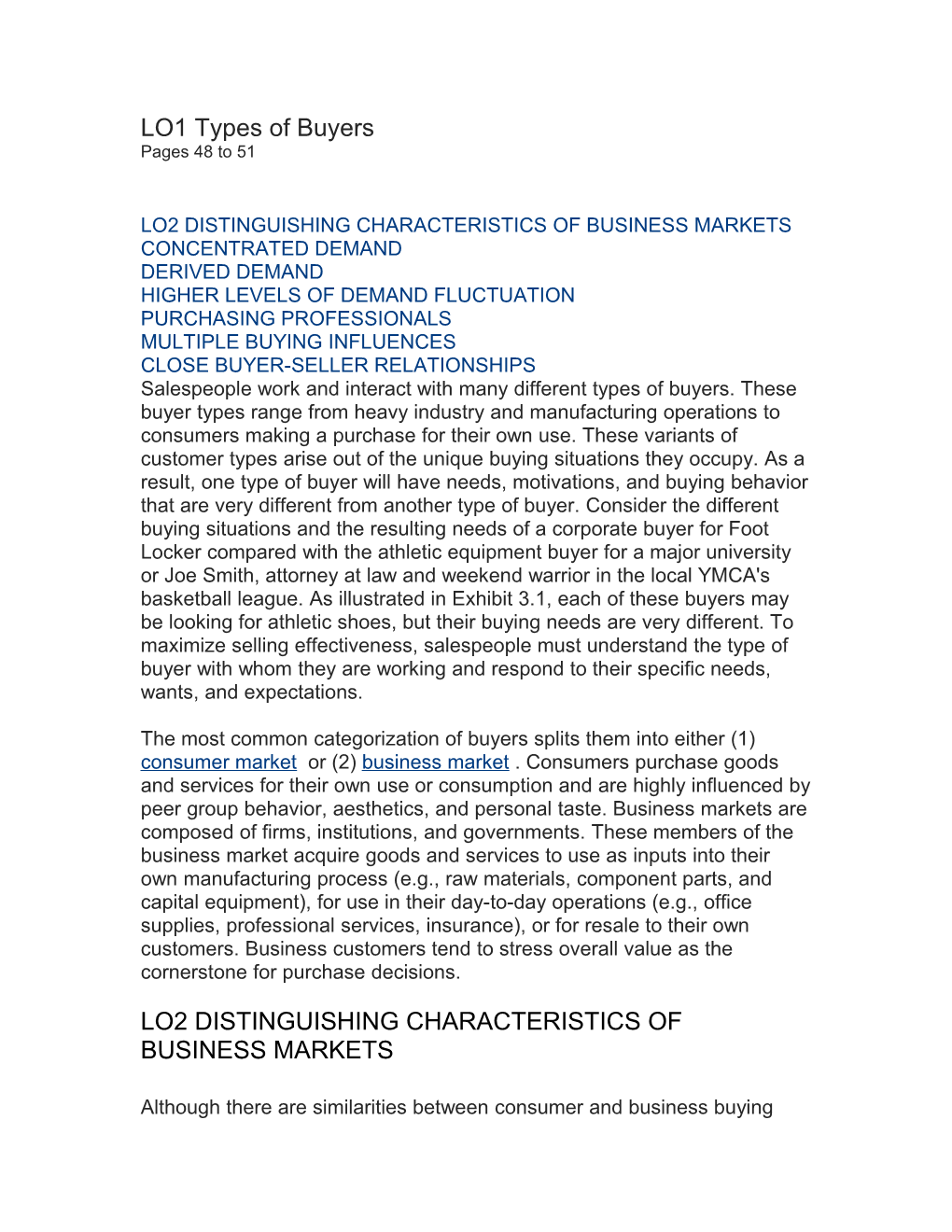 Lo2 Distinguishing Characteristics of Business Markets