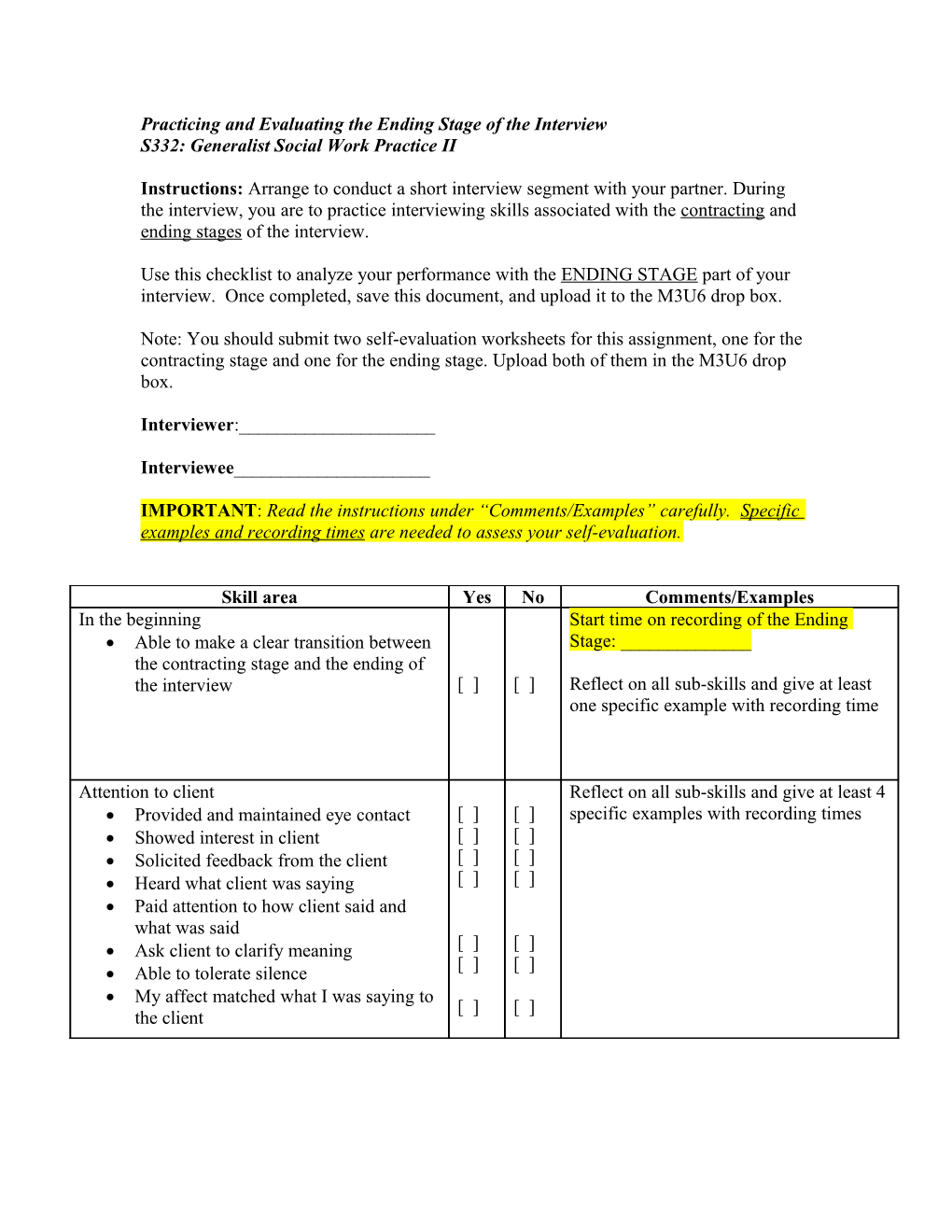 (3) Evaluating the Ending Stage of the Interview