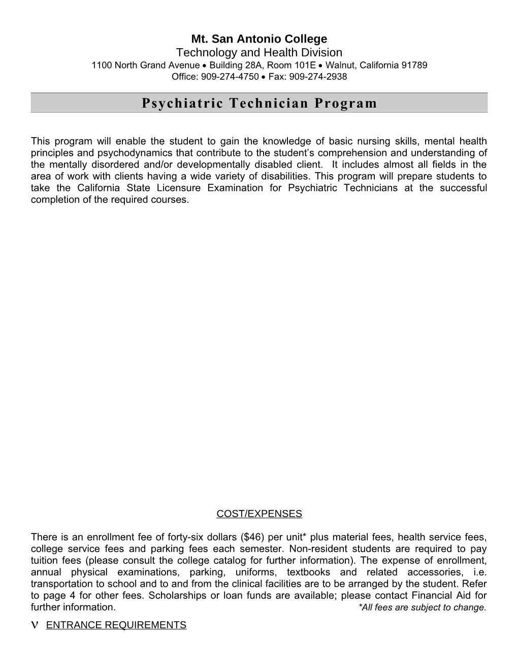 MENTAL HEALTH/PSYCHIATRIC TECHNICIAN Programpage 1