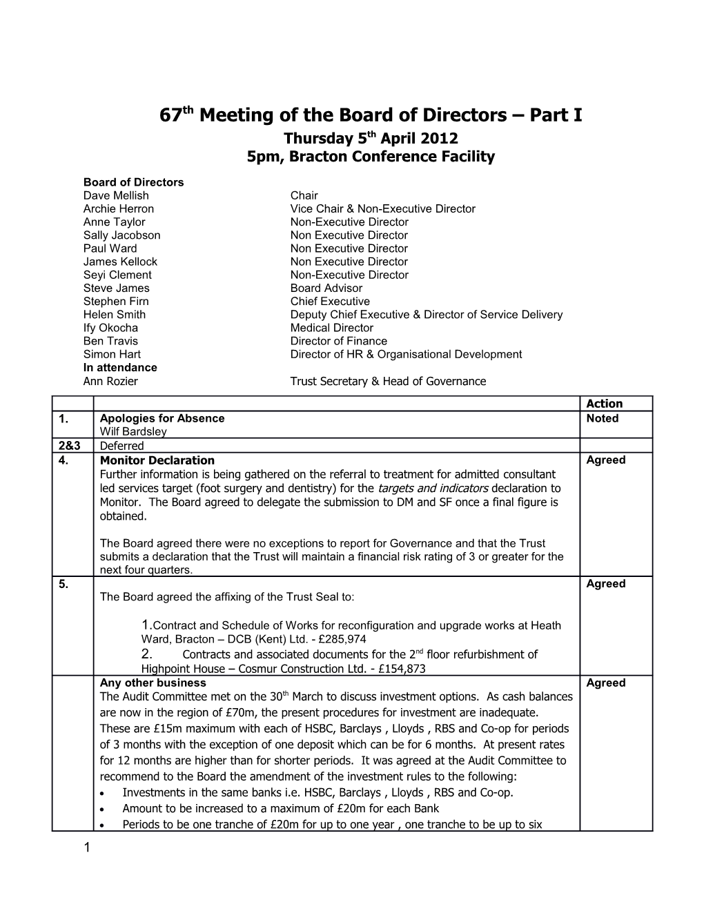 67Thmeeting of the Board of Directors Part I