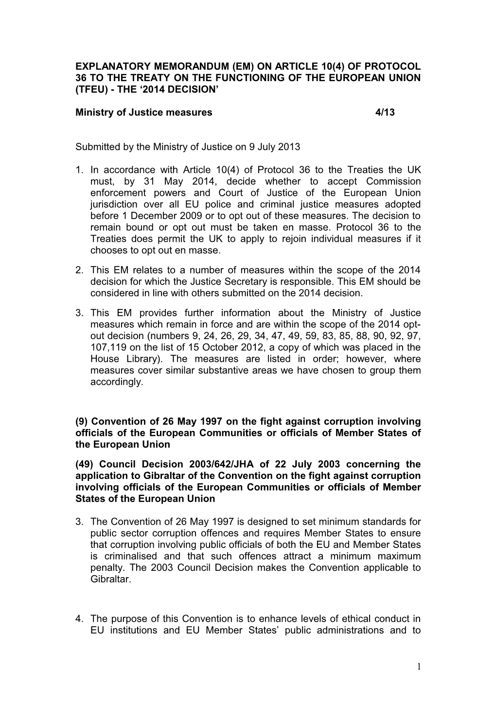 Explanatory Memorandum (Em) on Article 10(4) of Protocol 36 to the Treaty on the Functioning
