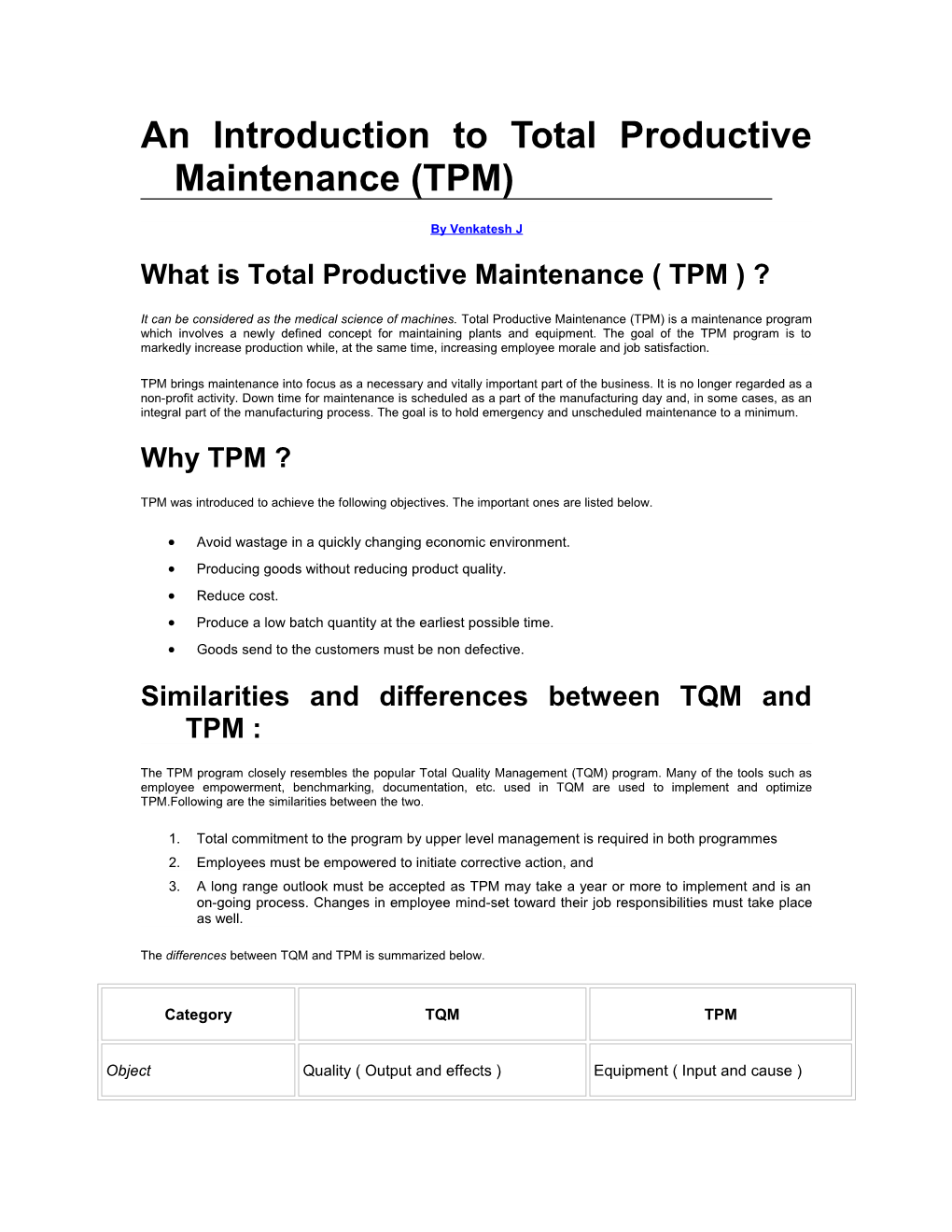 An Introduction to Total Productive Maintenance (TPM)