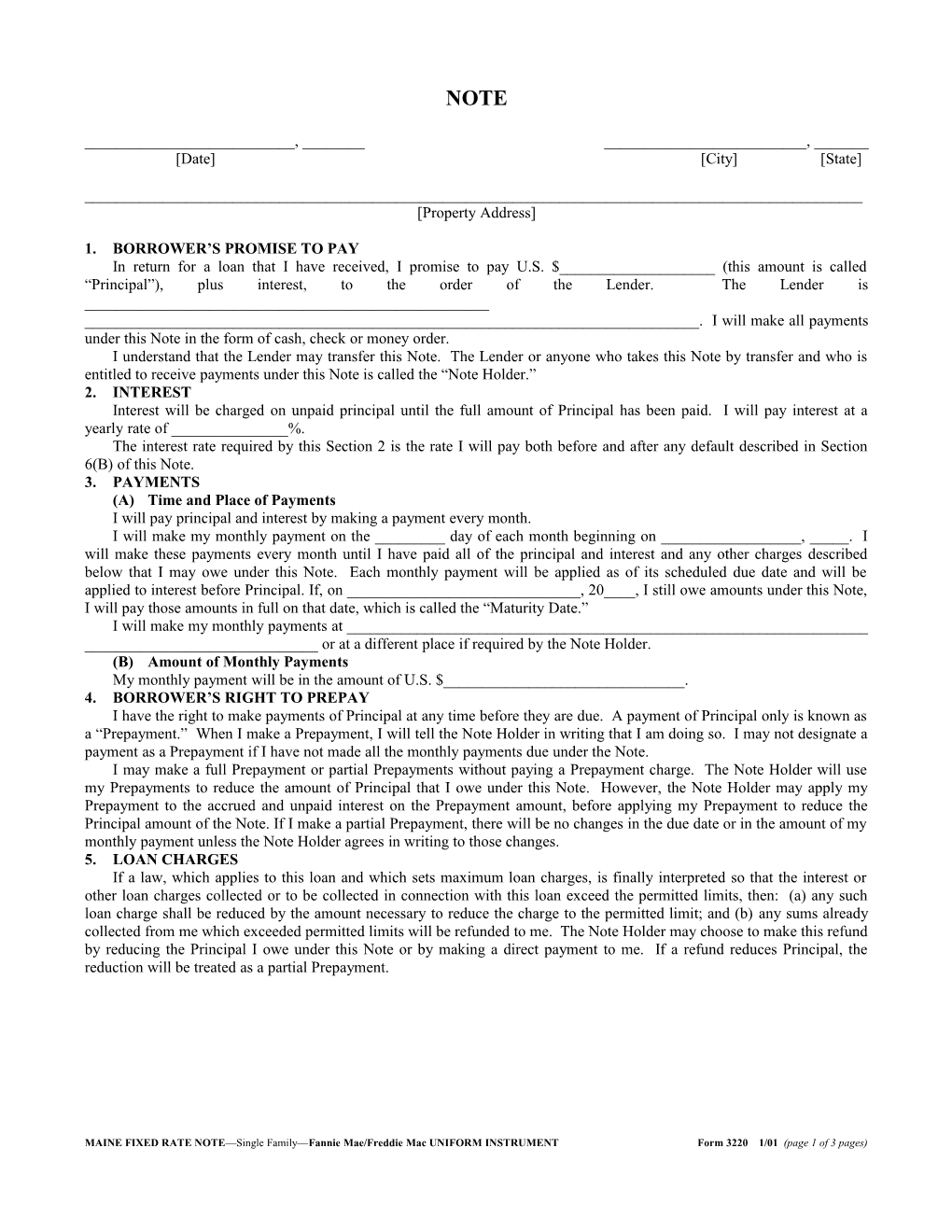 Maine Security Instrument (Form 3220): Word