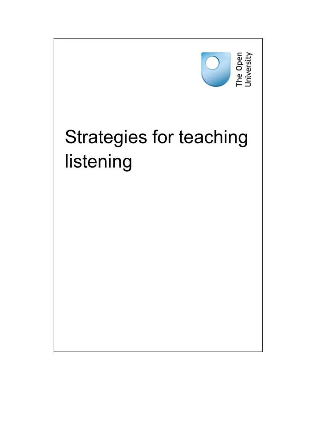 Strategies for Teaching Listening