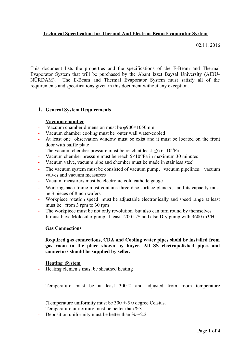 Mask Aligner Technical Specifications