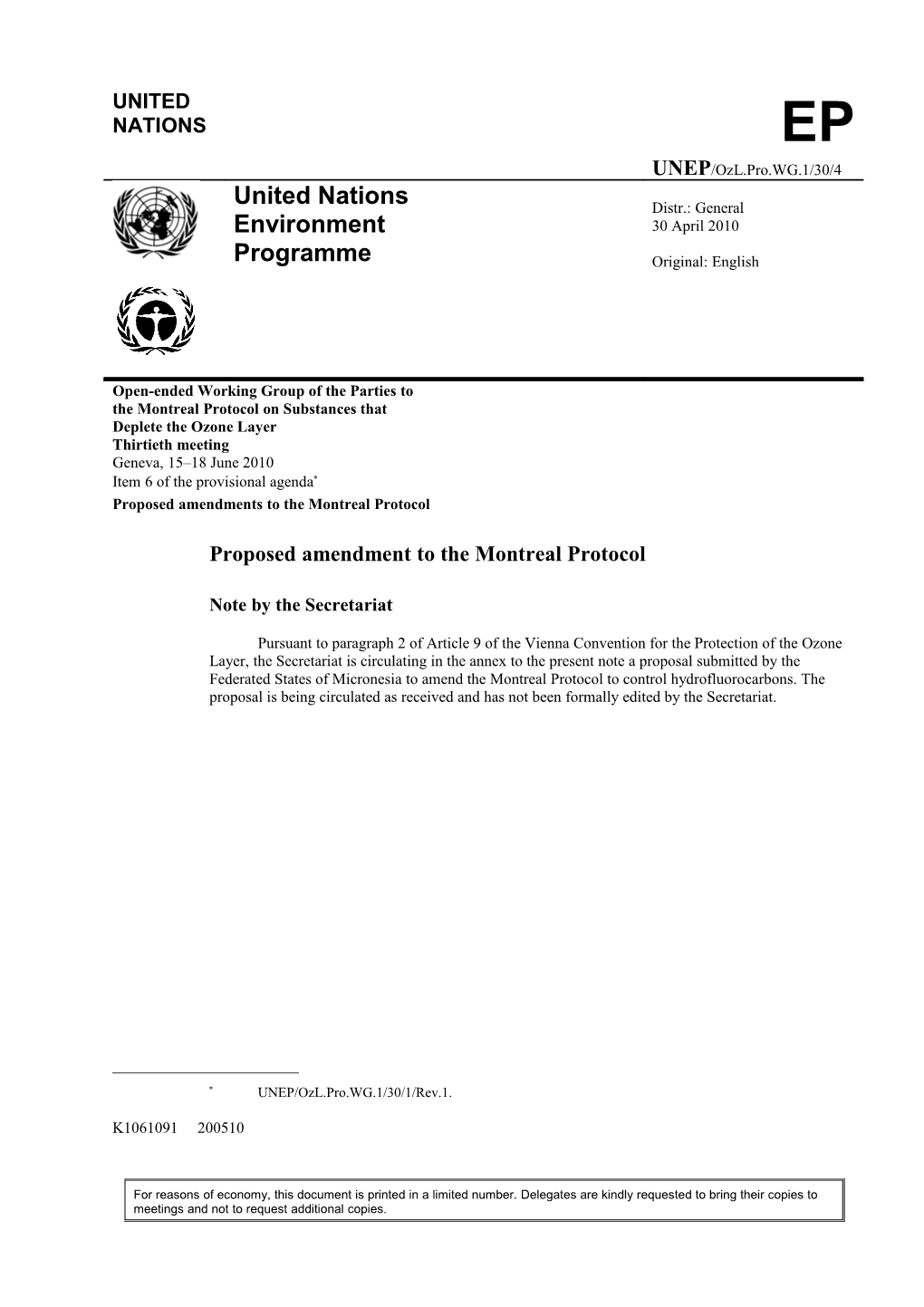 Proposed Amendment to Control Hfcs Under The