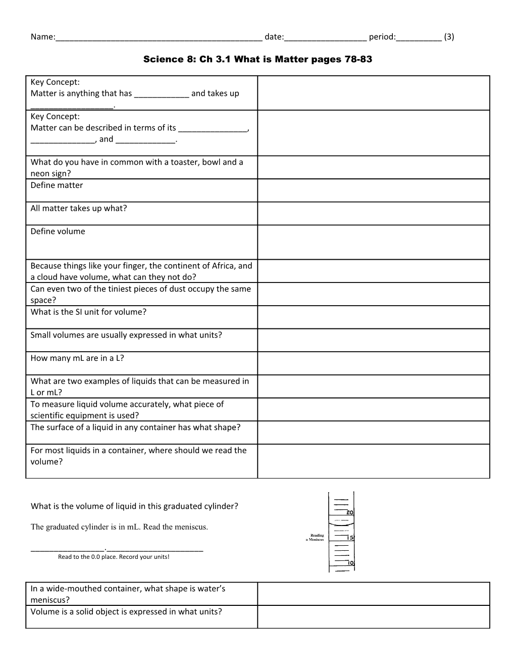 Science 8: Ch 3.1 What Is Matter Pages 78-83