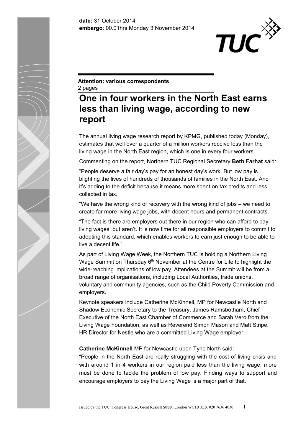 One in Four Workers Inthe North East Earns Less Than Living Wage, According to New Report
