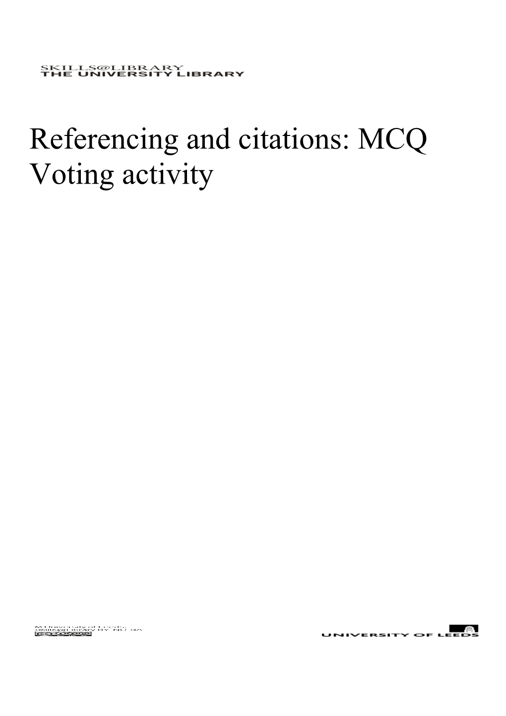 Referencing and Citations: MCQ Voting Activity