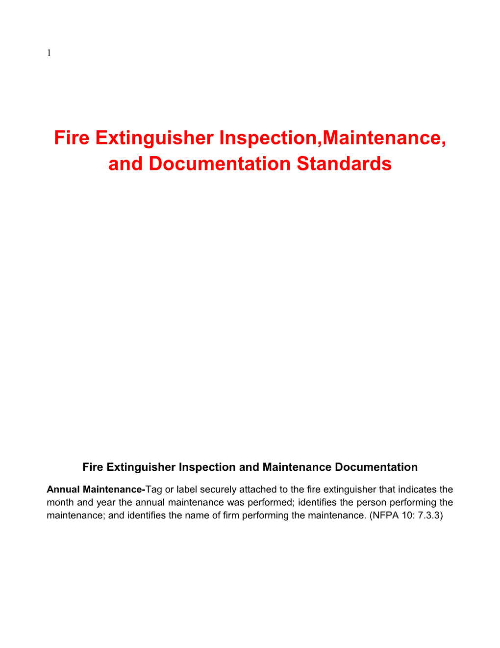 Fire Extinguisher Inspection Documentation