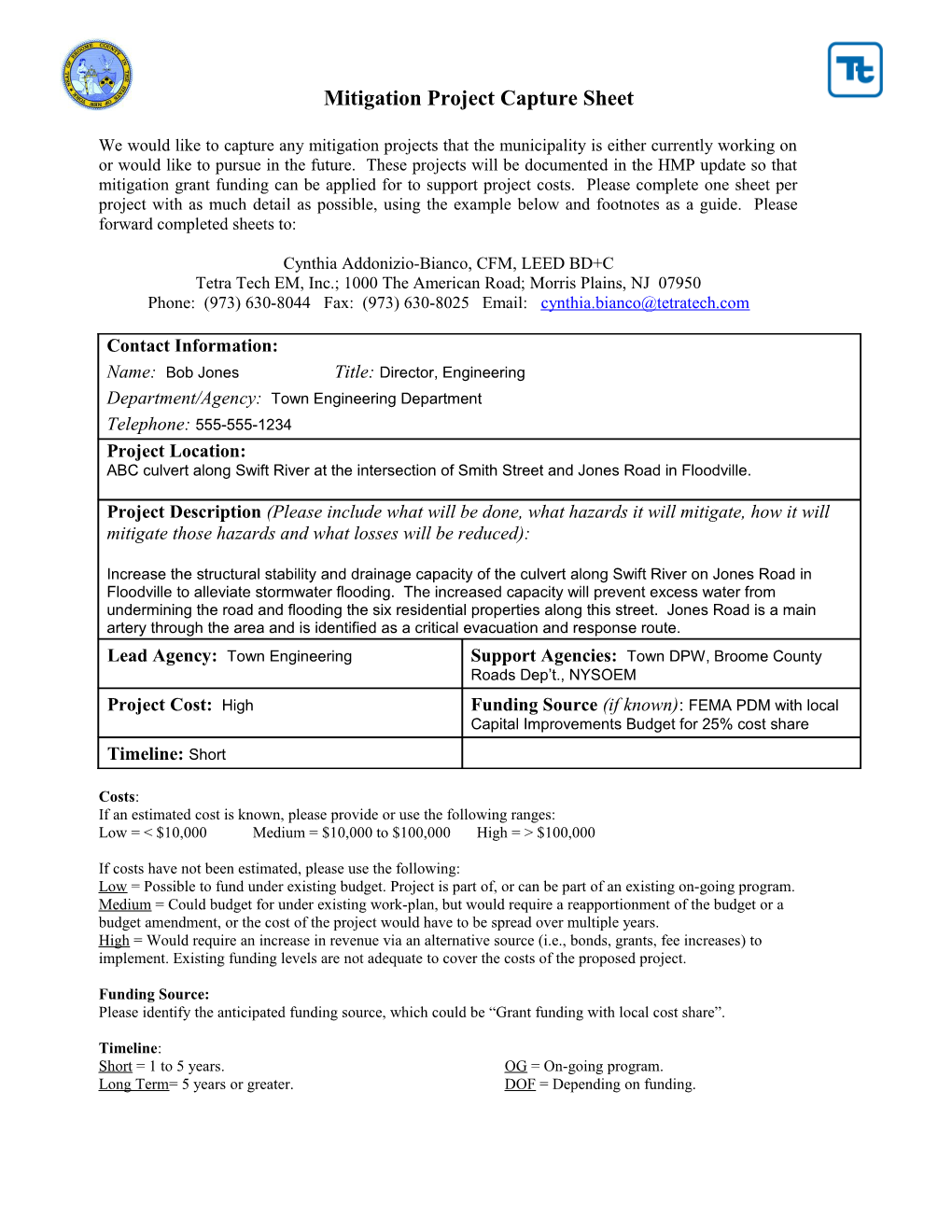 Mitigation Project Sheet