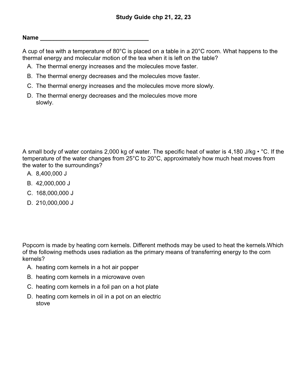 Study Guide Chp 21, 22, 23