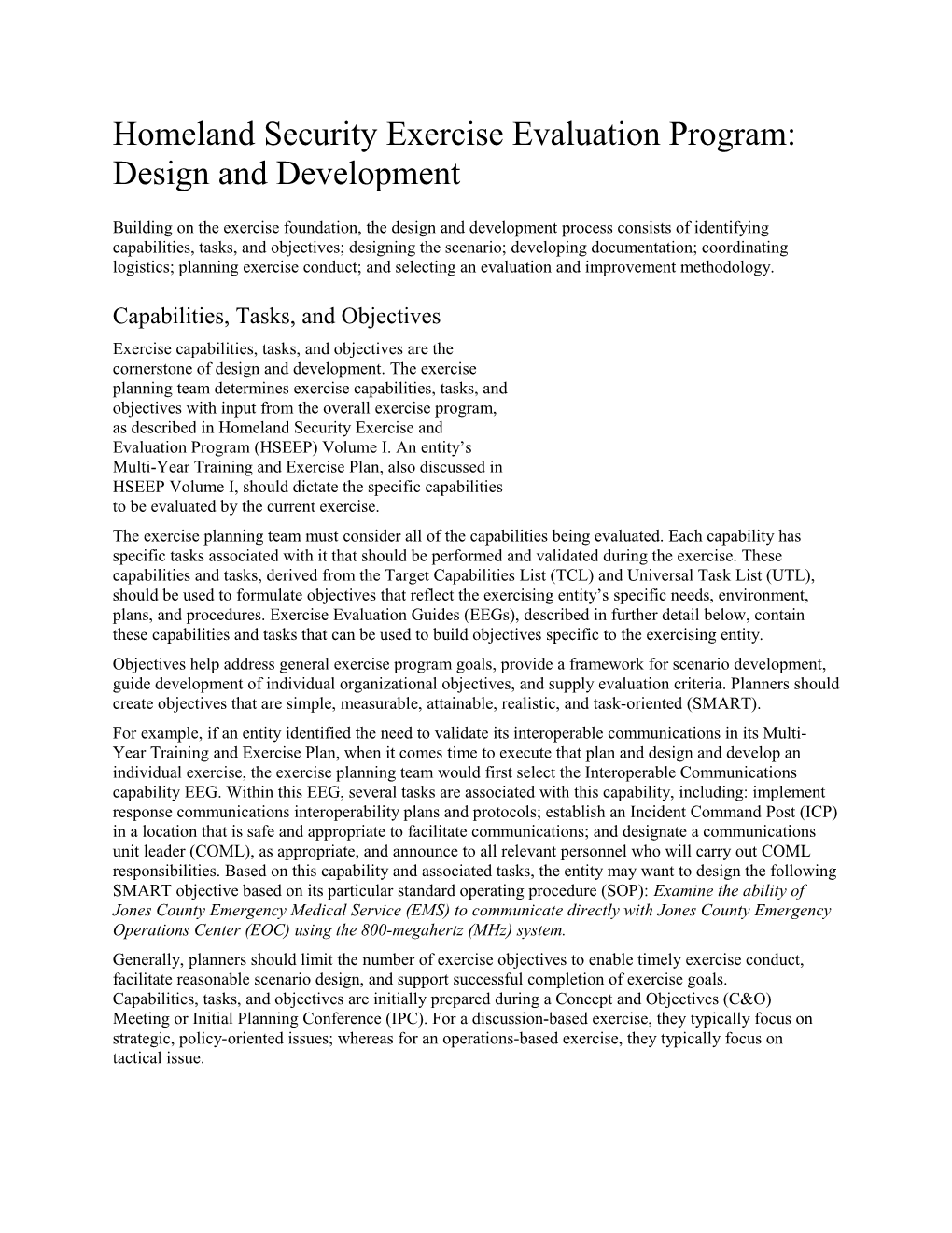 Homeland Security Exercise Evaluation Program: Design and Development