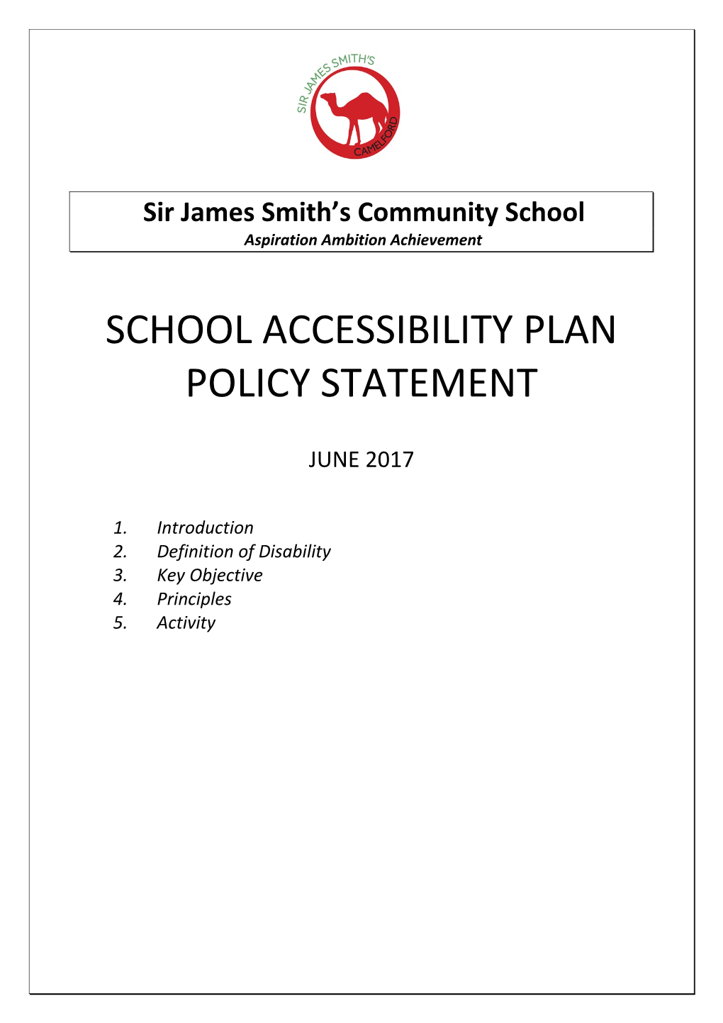 School Accessibility Plan Policy Statement June 2017