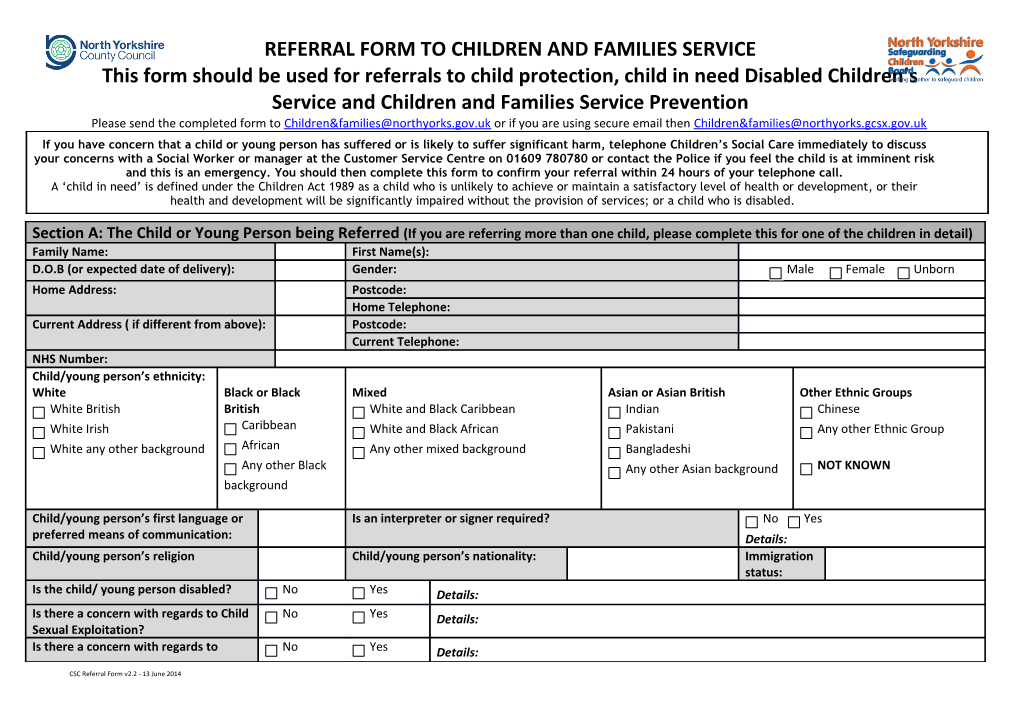 Children S Social Care Referral Form