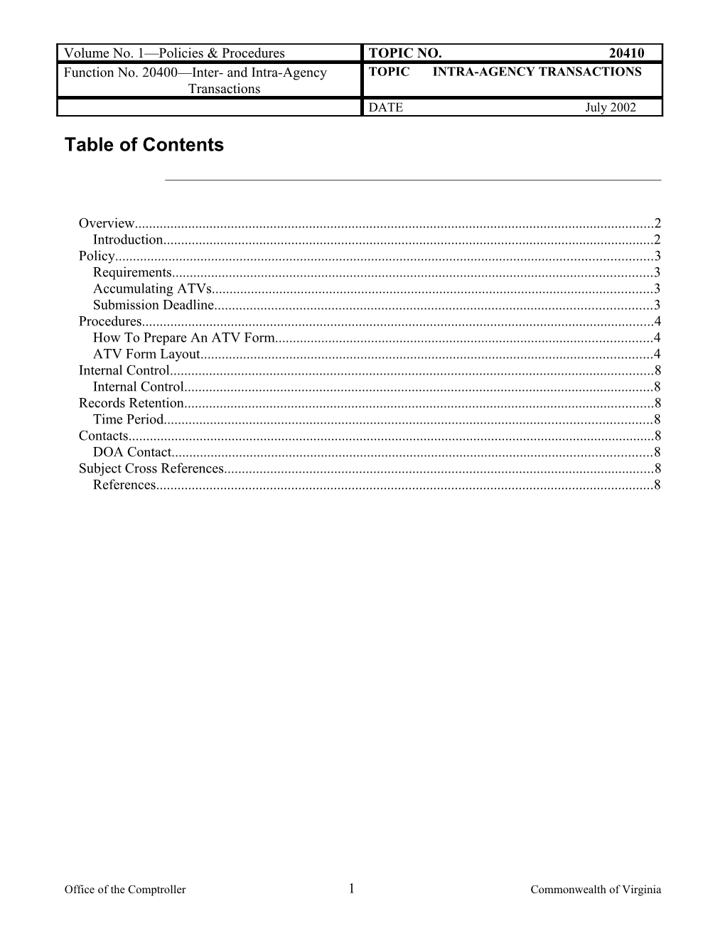 CAPP Manual - 20410 - Inter and Intra Agency Transactions, Intra-Agency Transactions