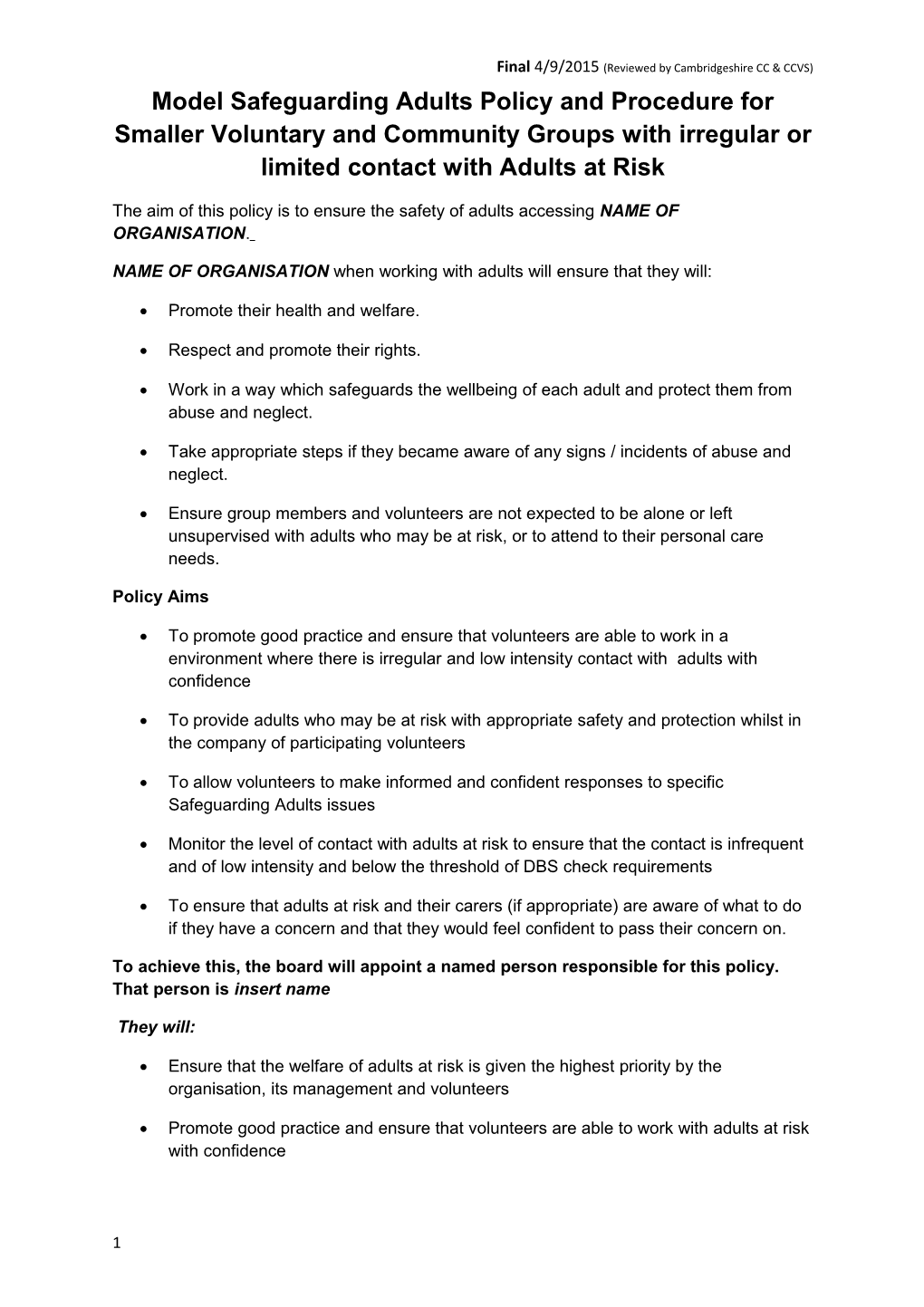 Final 4/9/2015 (Reviewed by Cambridgeshire CC & CCVS)