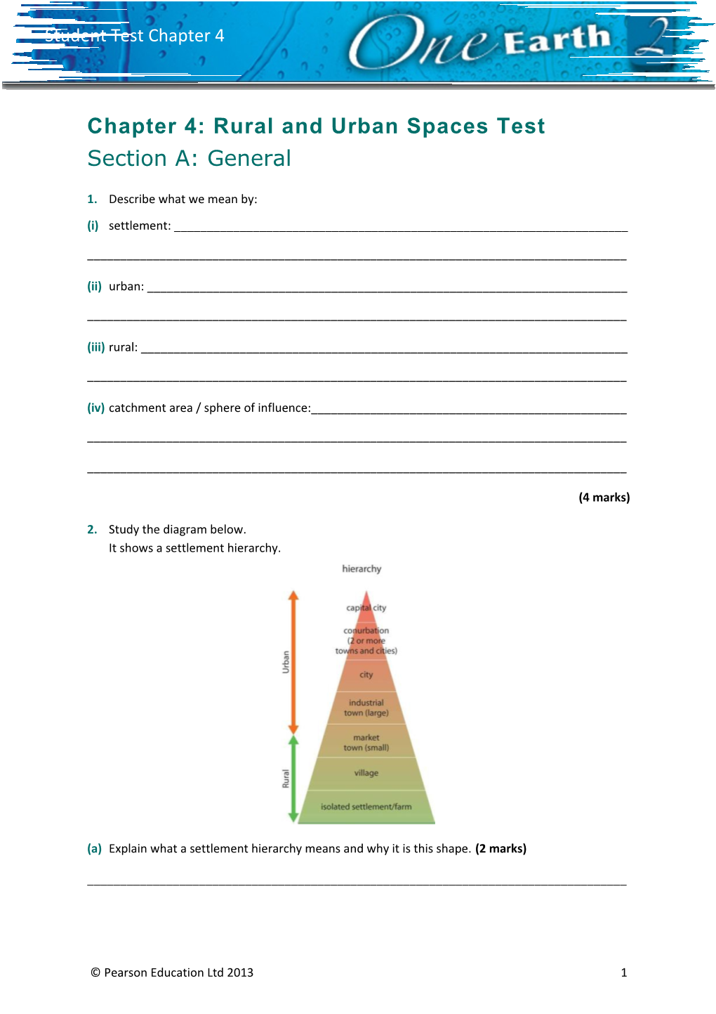 Chapter 4: Rural and Urban Spaces Test