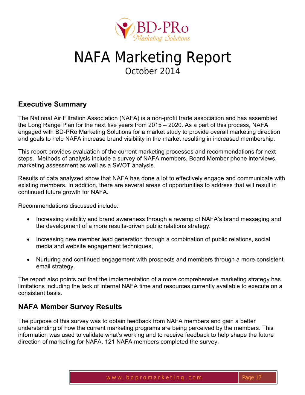 NAFA Marketing Report