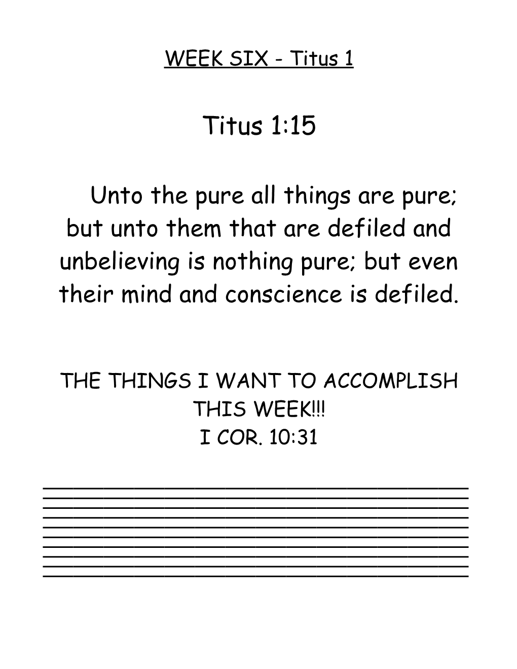 WEEK THIRTEEN - Titus 1