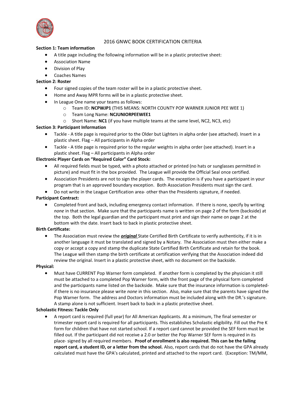 Section 1: Team Information