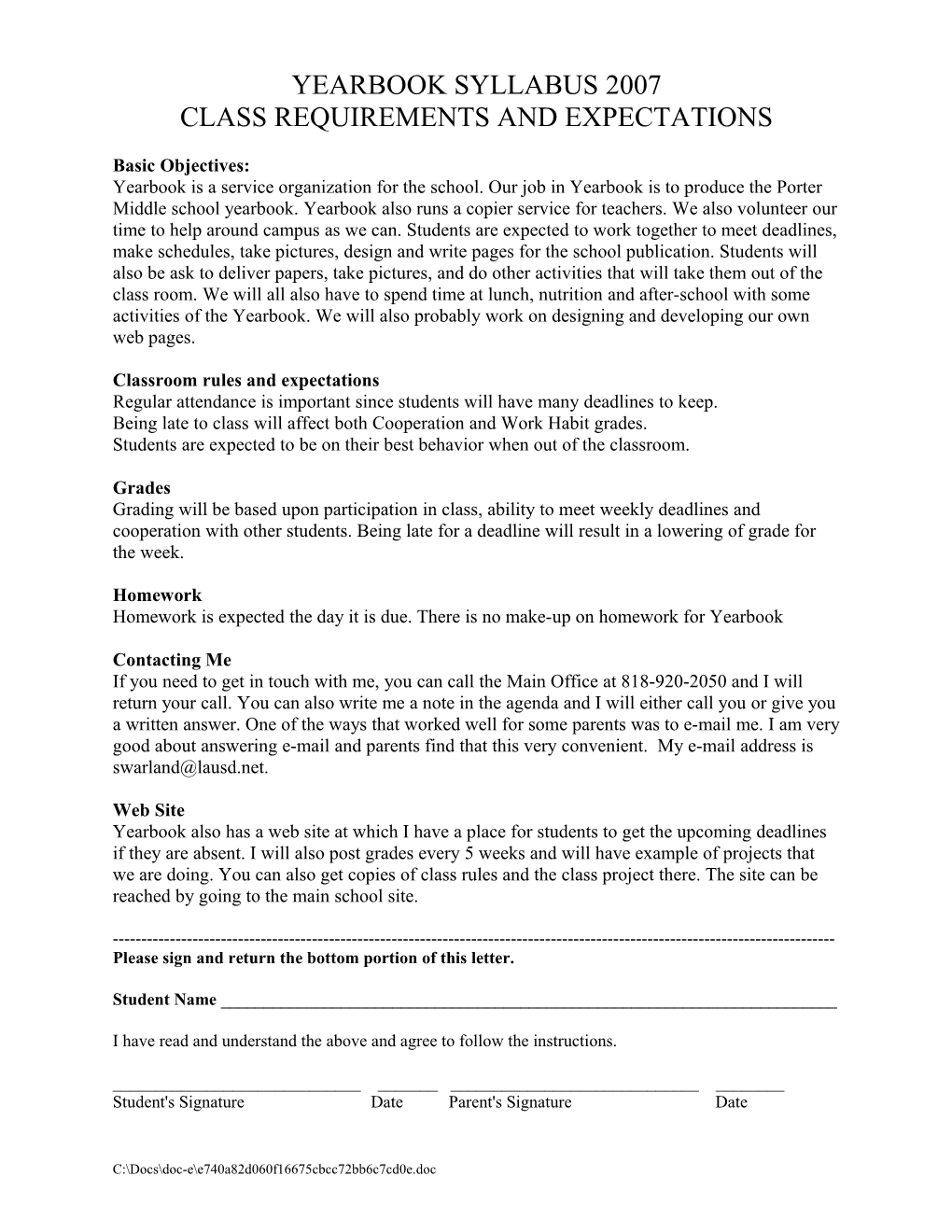 Yearbook Syllabus 2007 Class Requirements and Expectations
