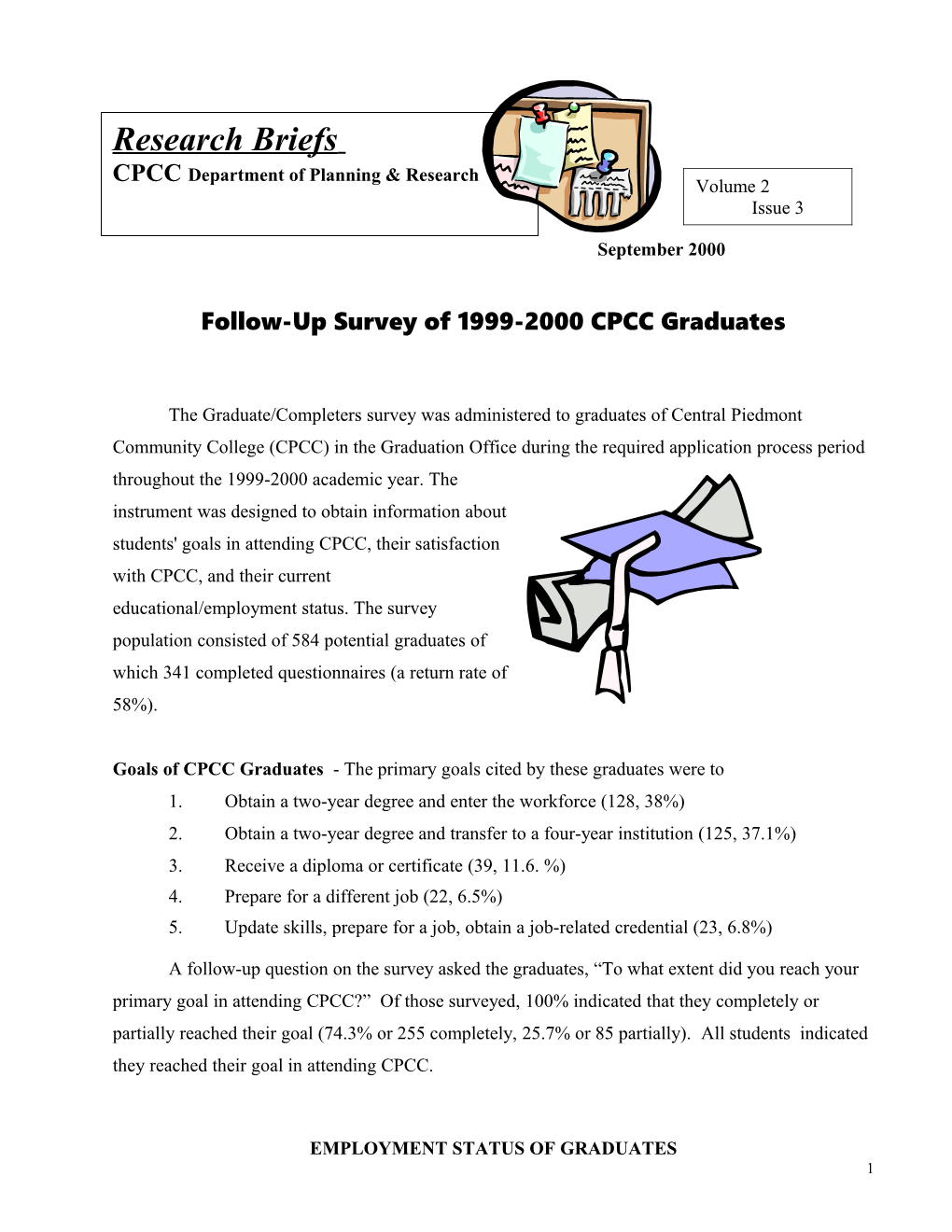 Follow-Up Survey of 1999-2000 CPCC Graduates