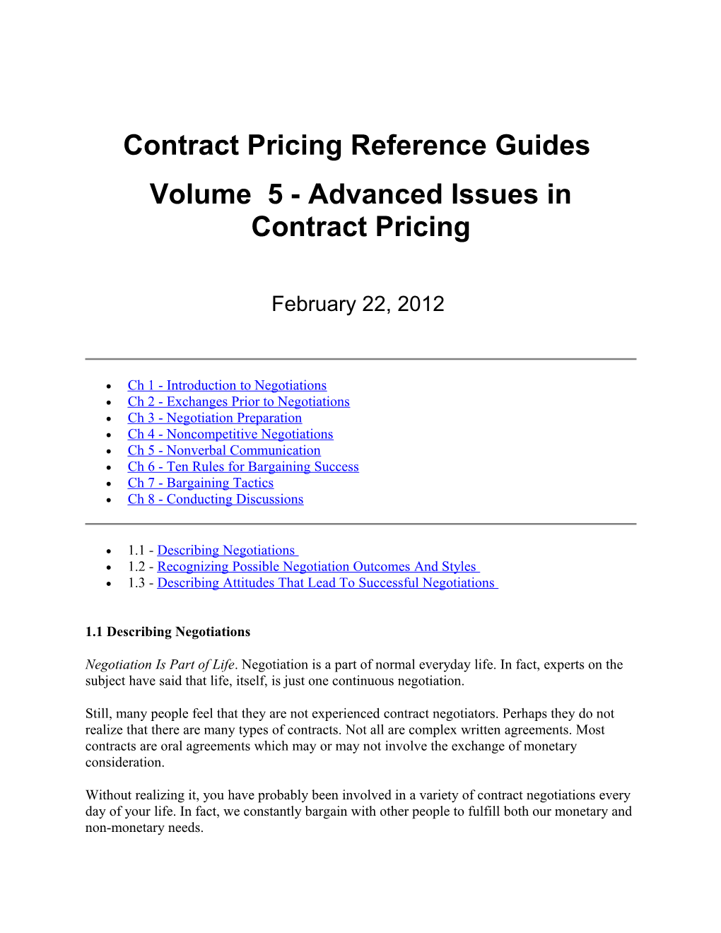 Ch 1 - Introduction to Negotiations