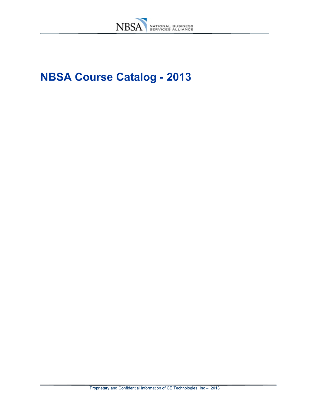 This Document Contains the List of All Courses Available to NBSA Website Users