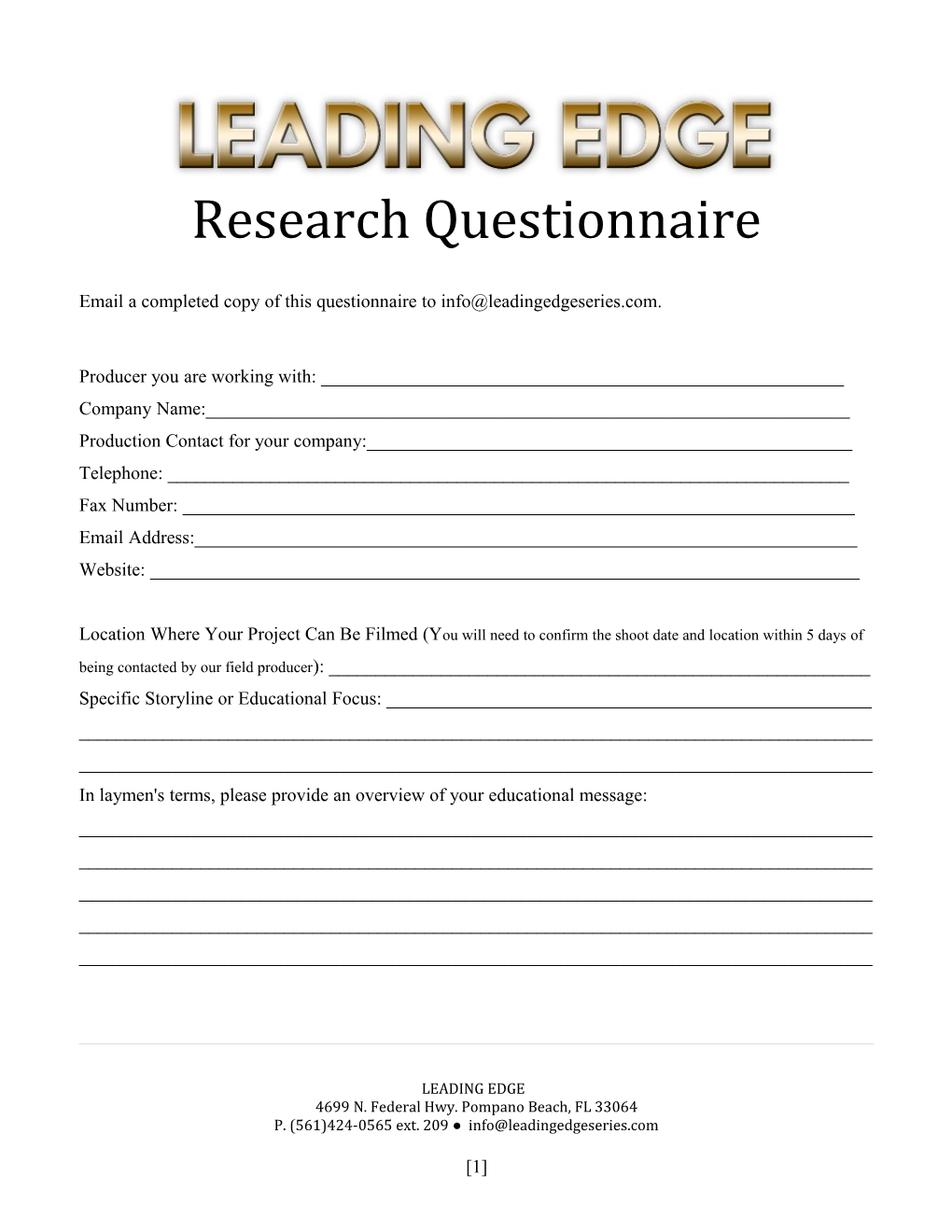 Project Research Questionnaire