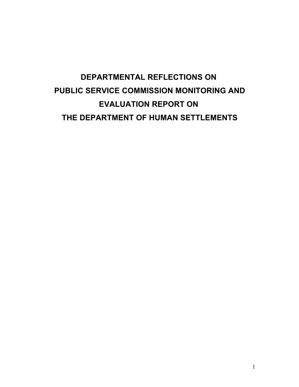 Monitoring and Evaluation Report Compiled by Public Service Commission