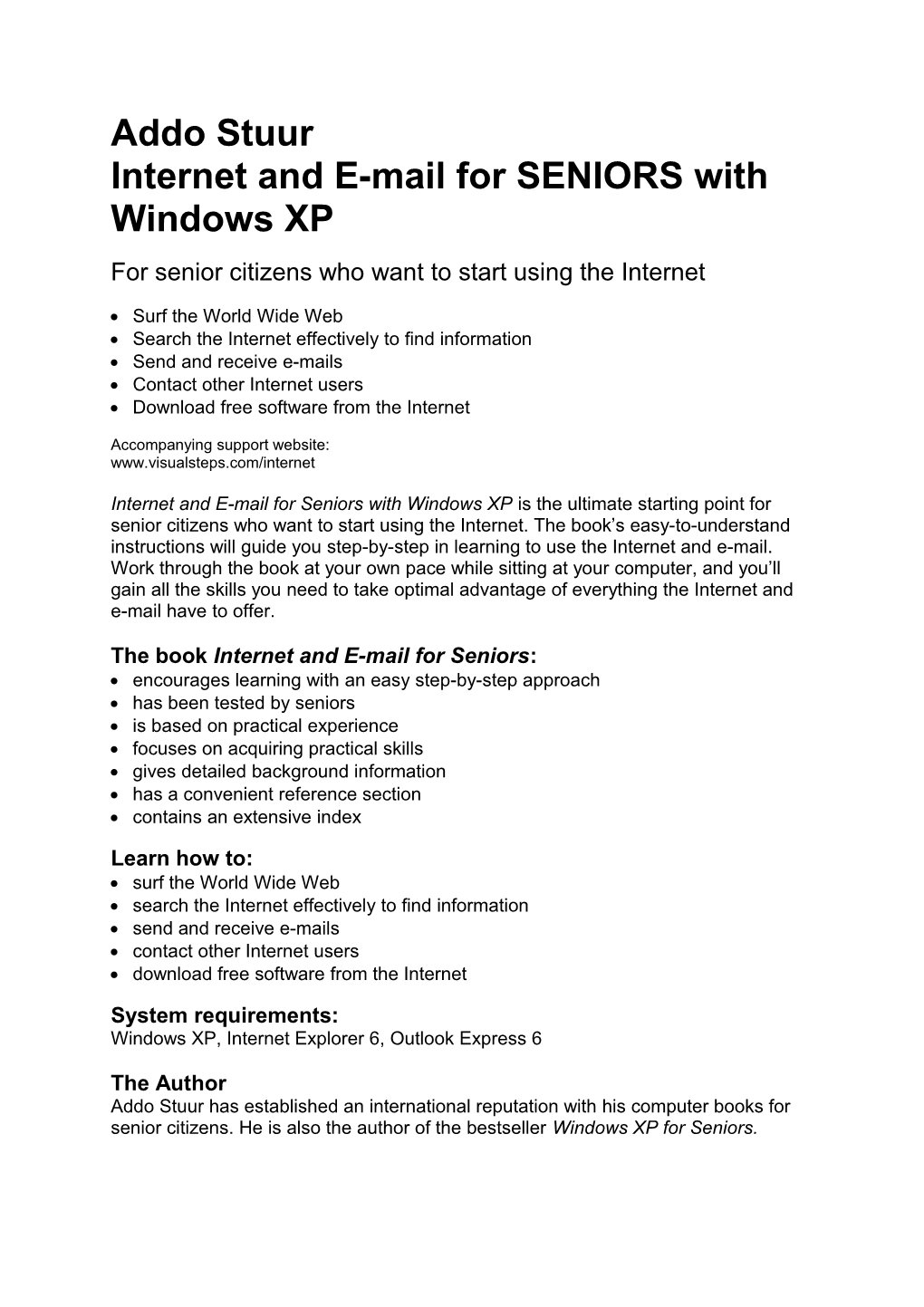 Internet and E-Mail for SENIORS with Windows XP