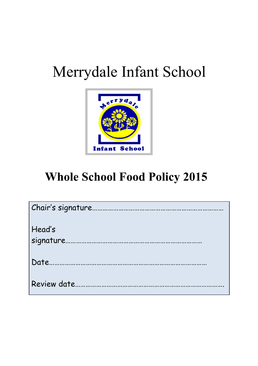 Whole School Food Policy 2015