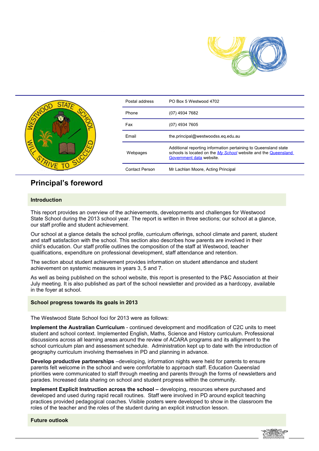 Westwood State School 2013 Annual Report