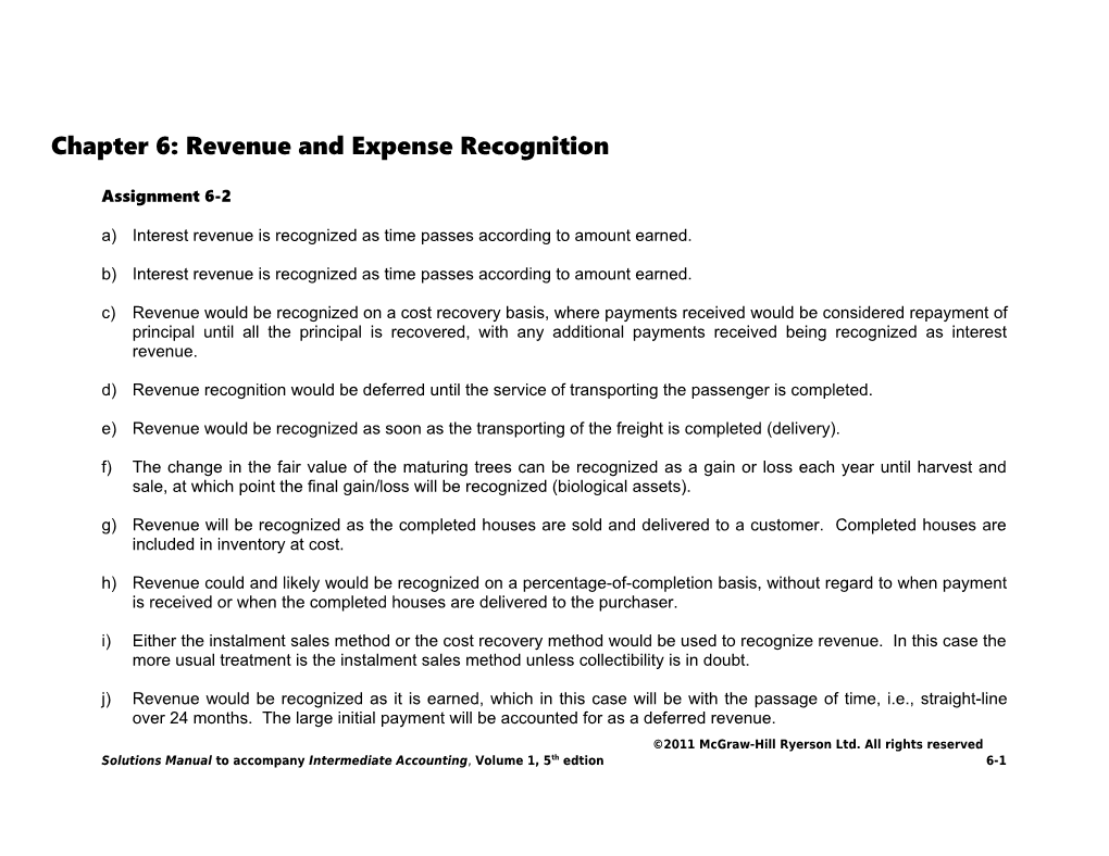Chapter 6: Revenue and Expense Recognition