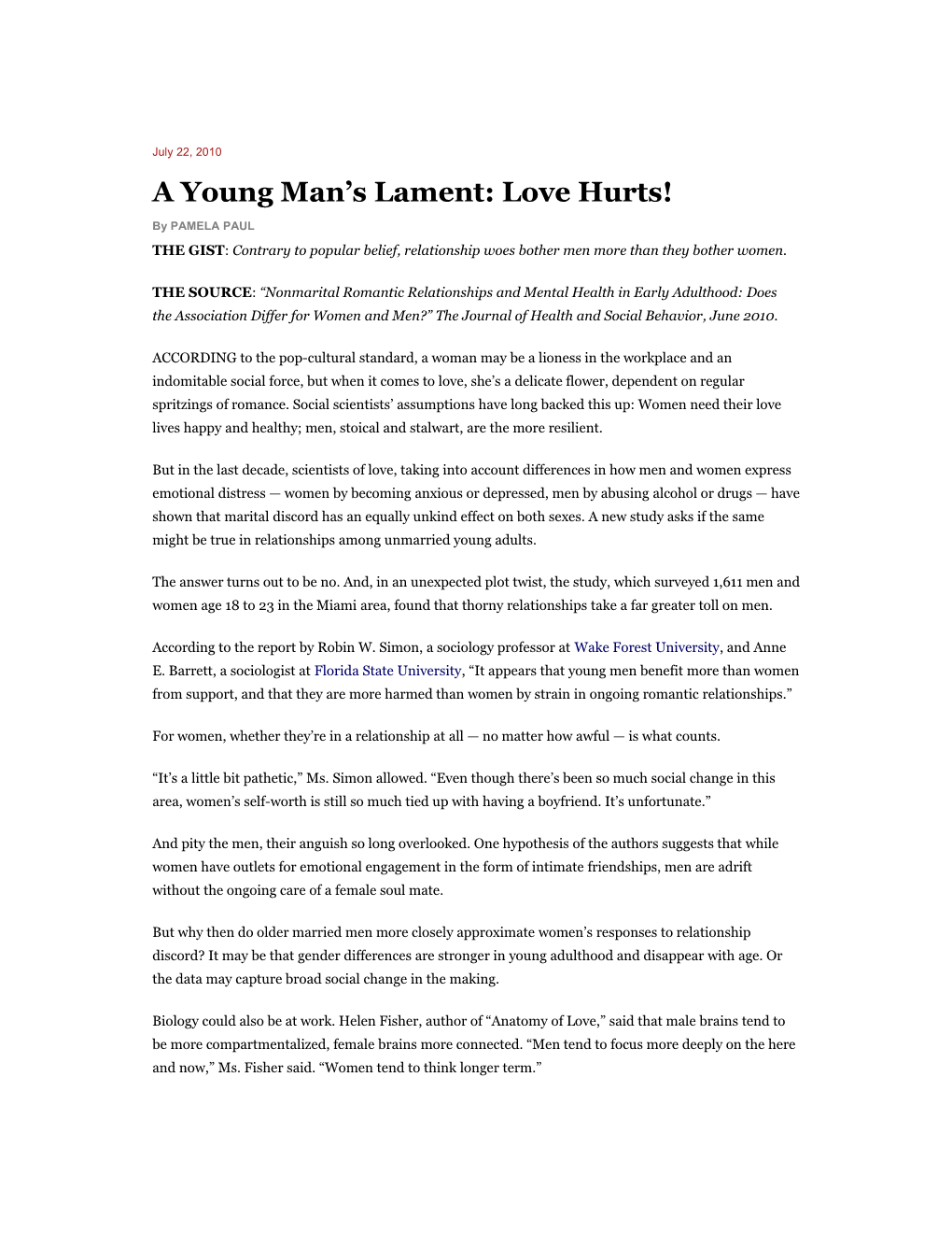 A Young Man S Lament: Love Hurts!