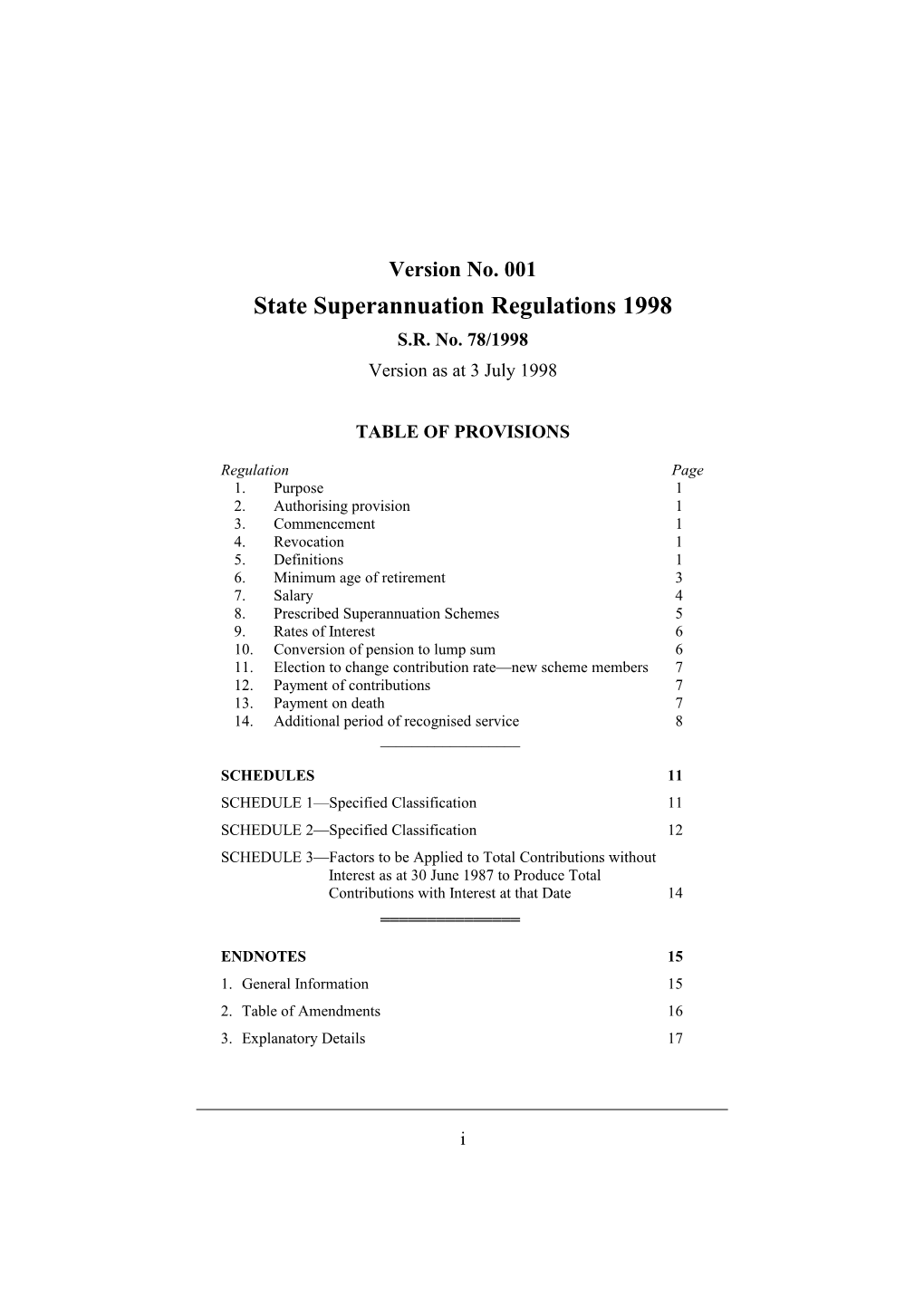 State Superannuation Regulations 1998