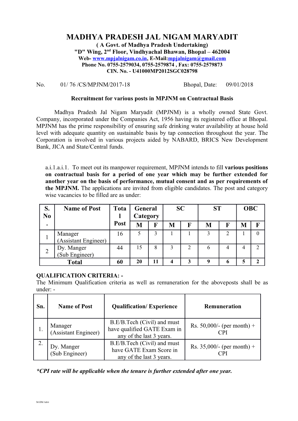 a Govt. of Madhya Pradesh Undertaking