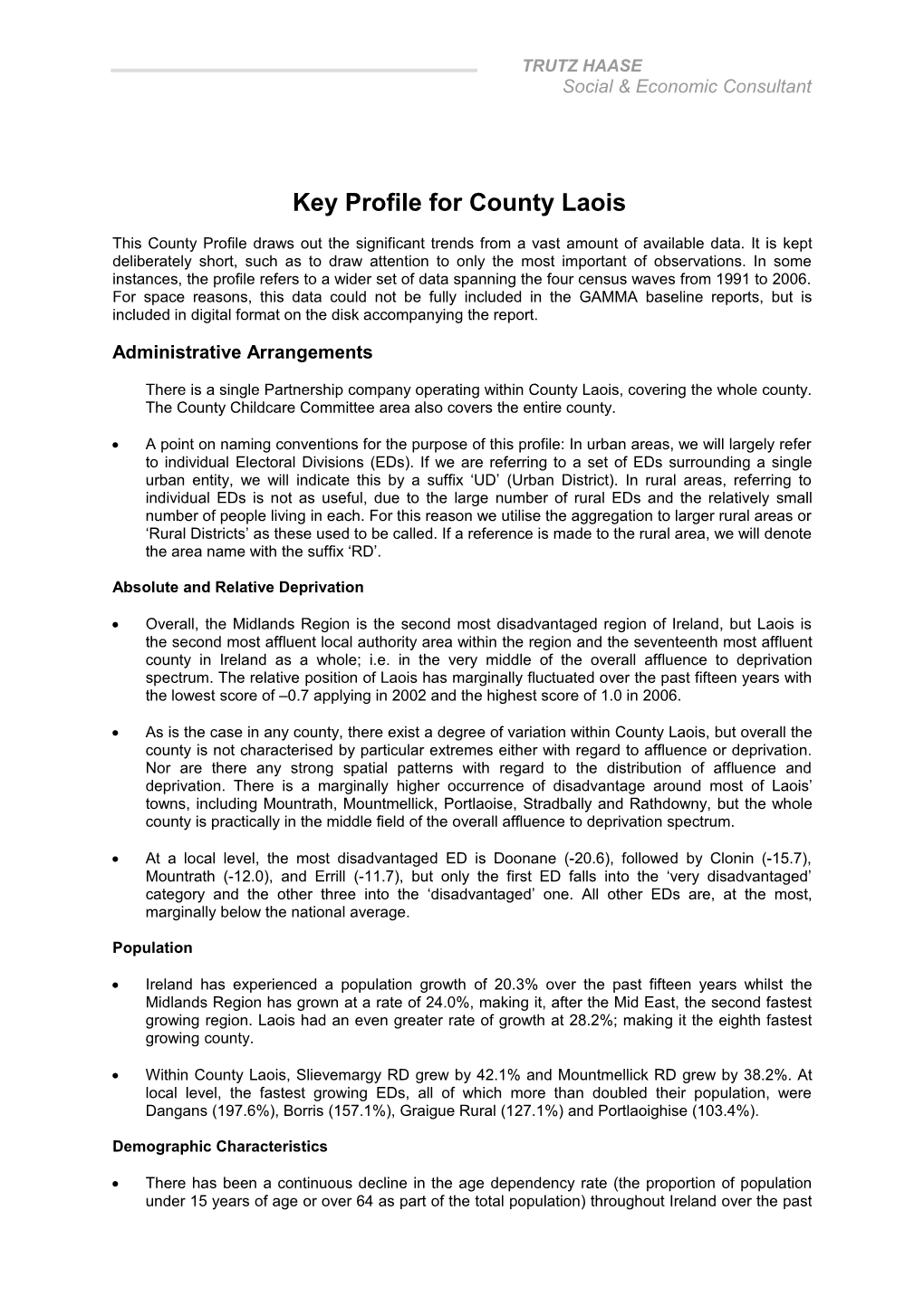 Key Profile for County Laois