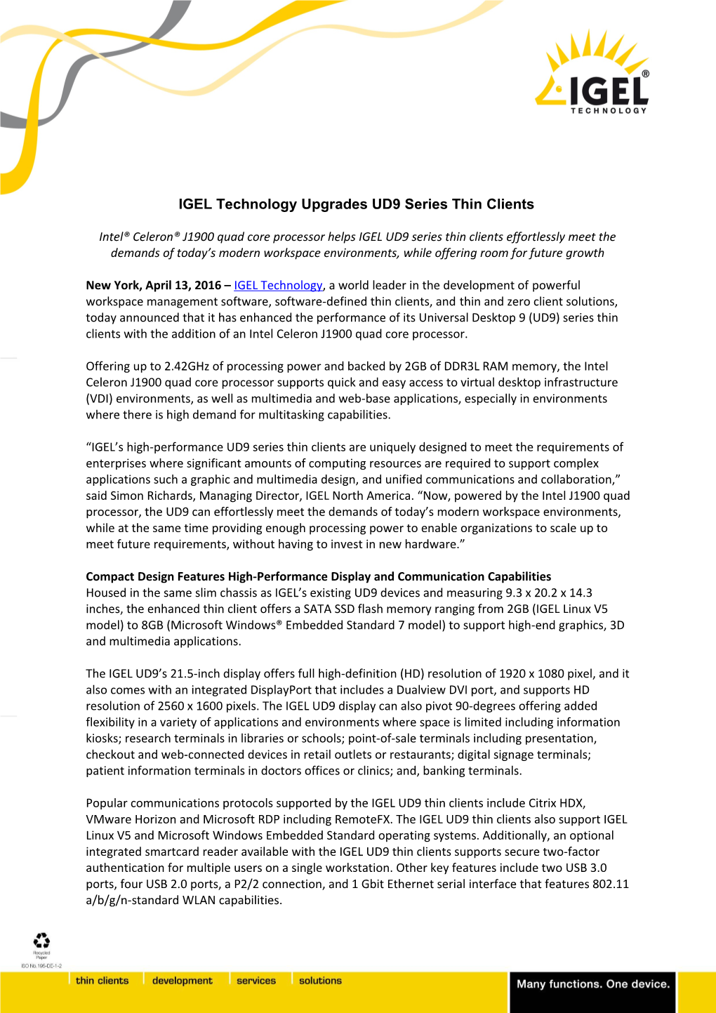 IGEL Technology Upgrades UD9 Series Thin Clients