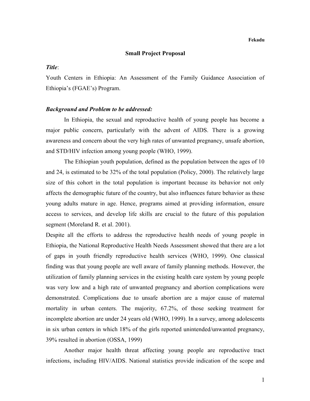Small Project Concept Paper